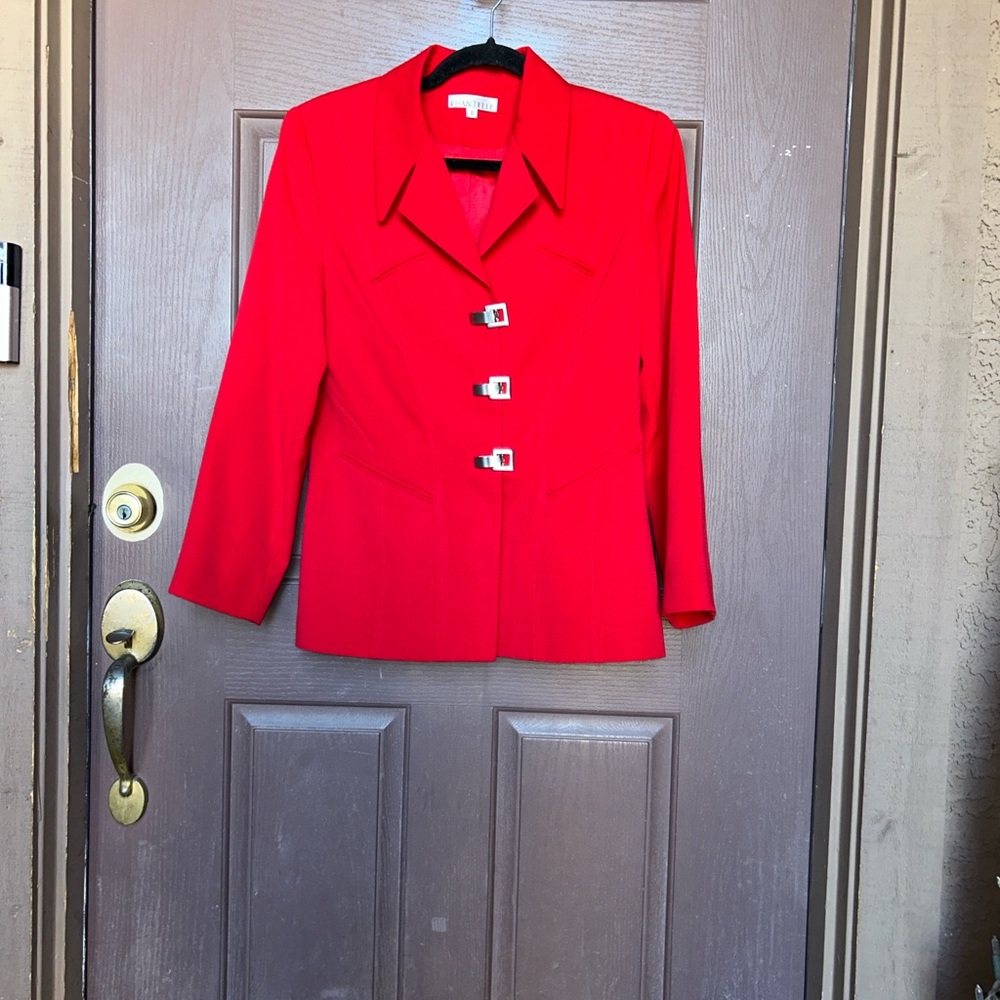 Chantelle Bold Red Blazer with Square Buttons